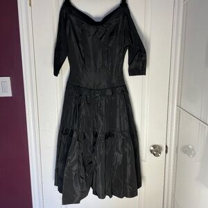 Rare Item Genuine 50's Cocktail Dress Black Silk